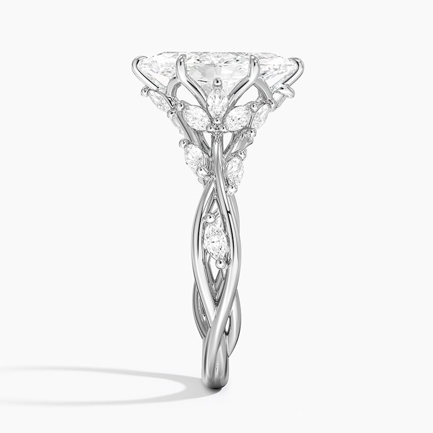 IGI Certified Lab Grown Diamond Engagement Ring Marquise Cut Vintage Inspired Floral for Women - Image 3