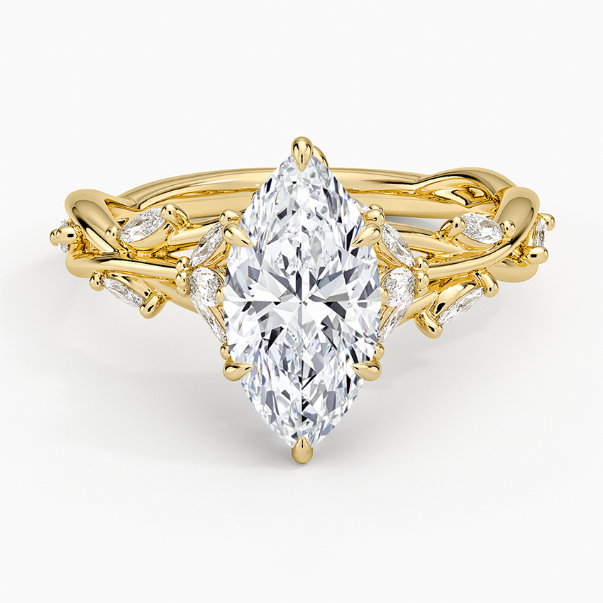 IGI Certified Lab Grown Diamond Engagement Ring Marquise Cut Vintage Inspired Floral for Women - Image 5