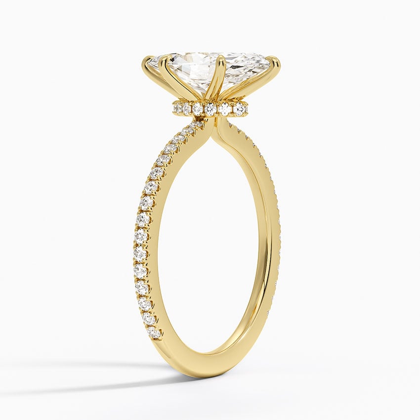 Lab Grown Diamond Engagement Ring Marquise Cut Solitaire with Pavé Band Ring for Women - Image 6