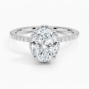 IGI Certified Lab Grown Diamond Engagement Ring Oval Cut Hidden Halo Cathedral Pavé Ring for Women
