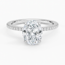 IGI Certified Lab Grown Diamond Engagement Ring Classic Oval with Hidden Halo and Pavé Band Ring for Women