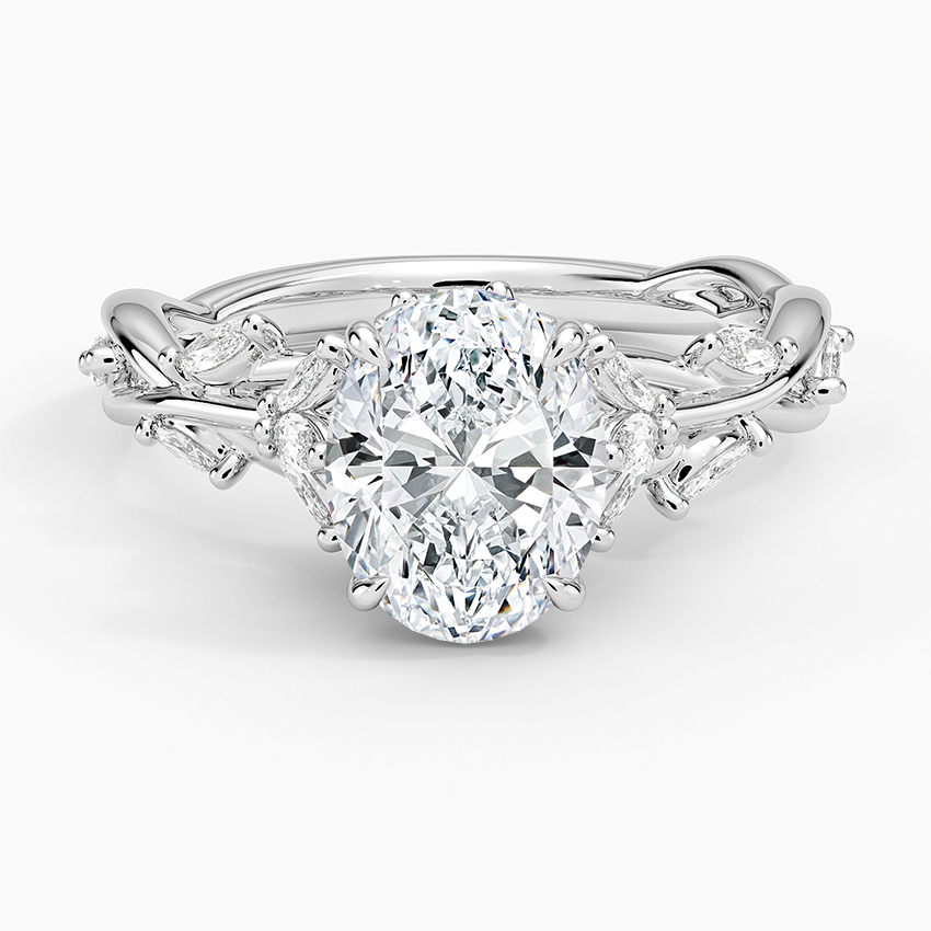 IGI Certified Lab Grown Diamond Engagement Ring Oval Cut Vintage Inspired Floral for Women