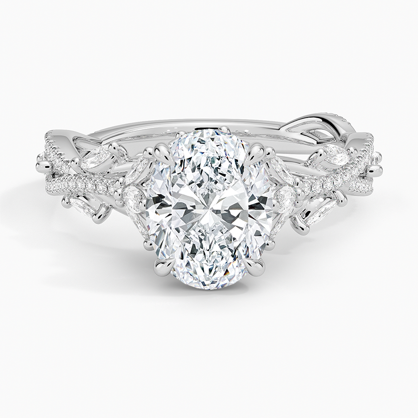 IGI Certified Lab Grown Diamond Engagement Ring Oval Cut Pave Style Ring for Women