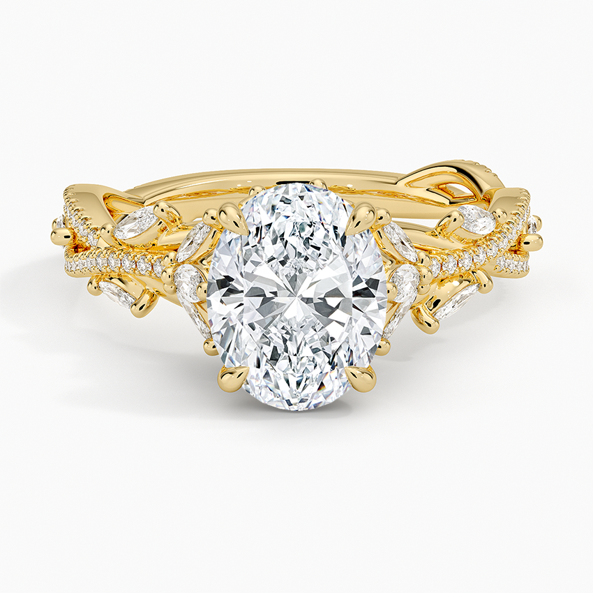 Lab Grown Diamond Engagement Ring Oval Cut Pave Style Ring for Women - Image 5