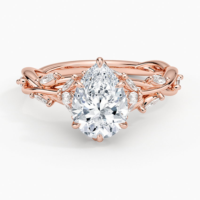 IGI Certified Lab Grown Diamond Engagement Ring Pear Cut Vintage Inspired Floral for Women - Image 9