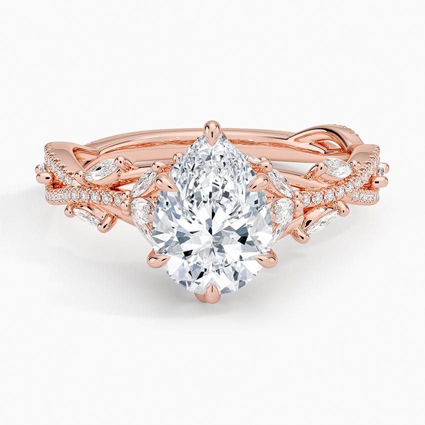 Lab Grown Diamond Engagement Ring Pear Cut Pave Style Ring for Women - Image 9