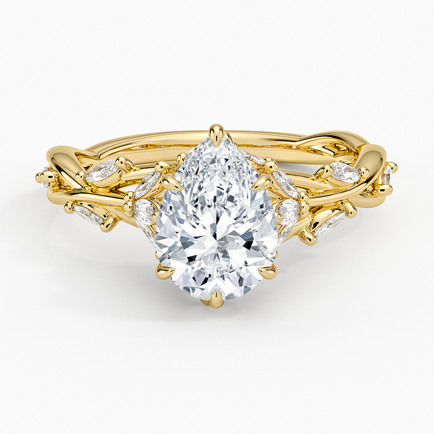 IGI Certified Lab Grown Diamond Engagement Ring Pear Cut Vintage Inspired Floral for Women - Image 5