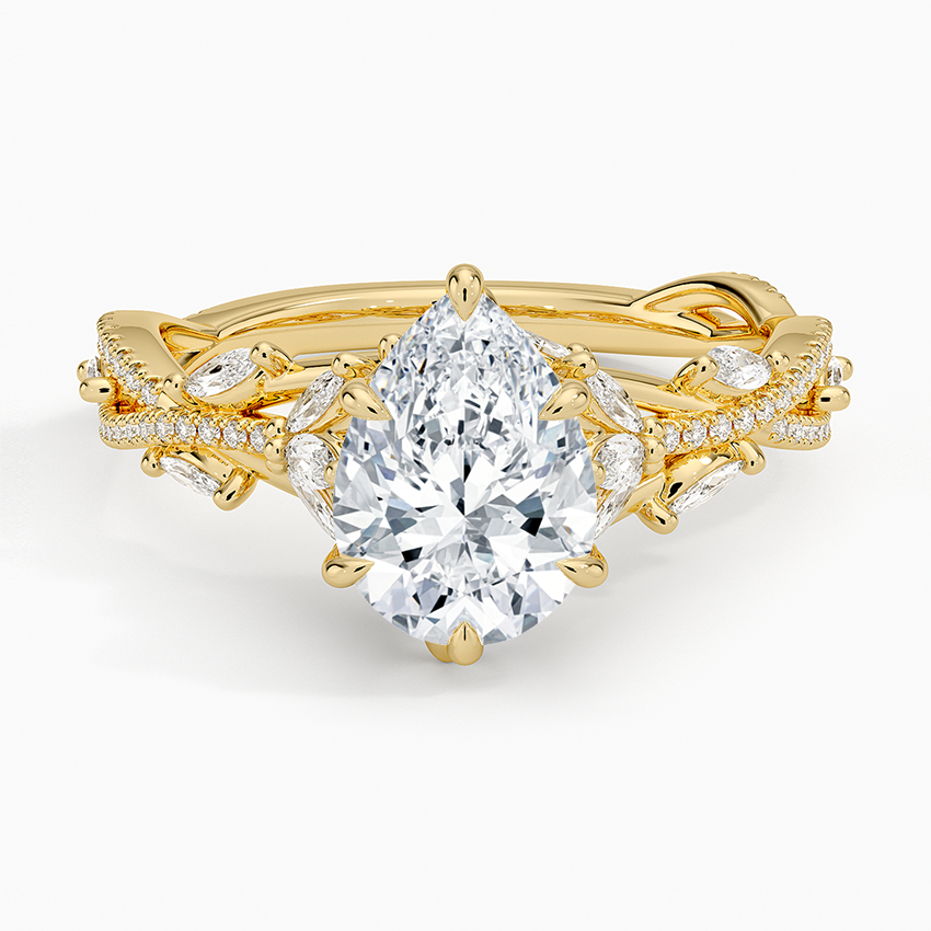 Lab Grown Diamond Engagement Ring Pear Cut Pave Style Ring for Women - Image 5
