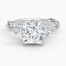 IGI Certified Lab Grown Diamond Engagement Ring Princess Cut Vintage Inspired Floral for Women