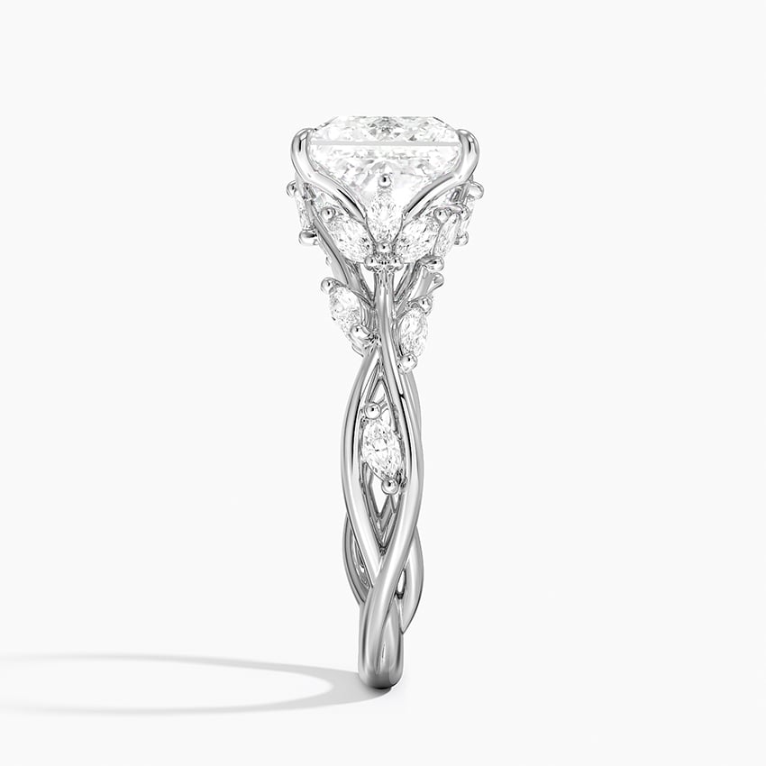 Lab Grown Diamond Engagement Ring Princess Cut Vintage Inspired Floral for Women - Image 3