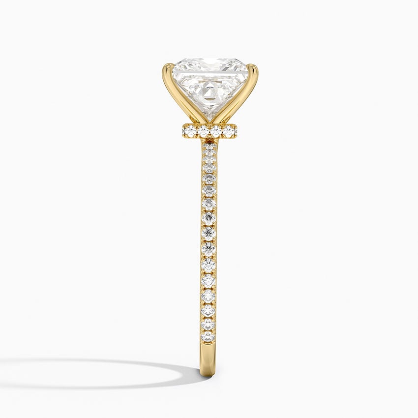 Lab Grown Diamond Engagement Ring Princess Cut Solitaire with Pavé Band Ring for Women - Image 7