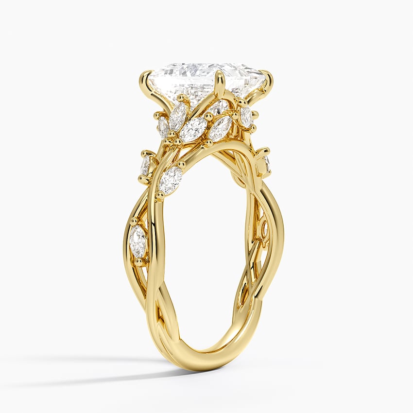 Lab Grown Diamond Engagement Ring Princess Cut Vintage Inspired Floral for Women - Image 6