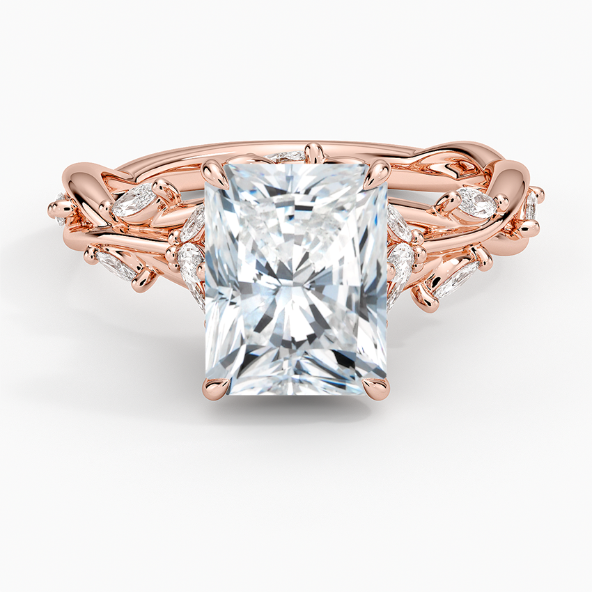 Lab Grown Diamond Engagement Ring Radiant Cut Vintage Inspired Floral for Women - Image 9