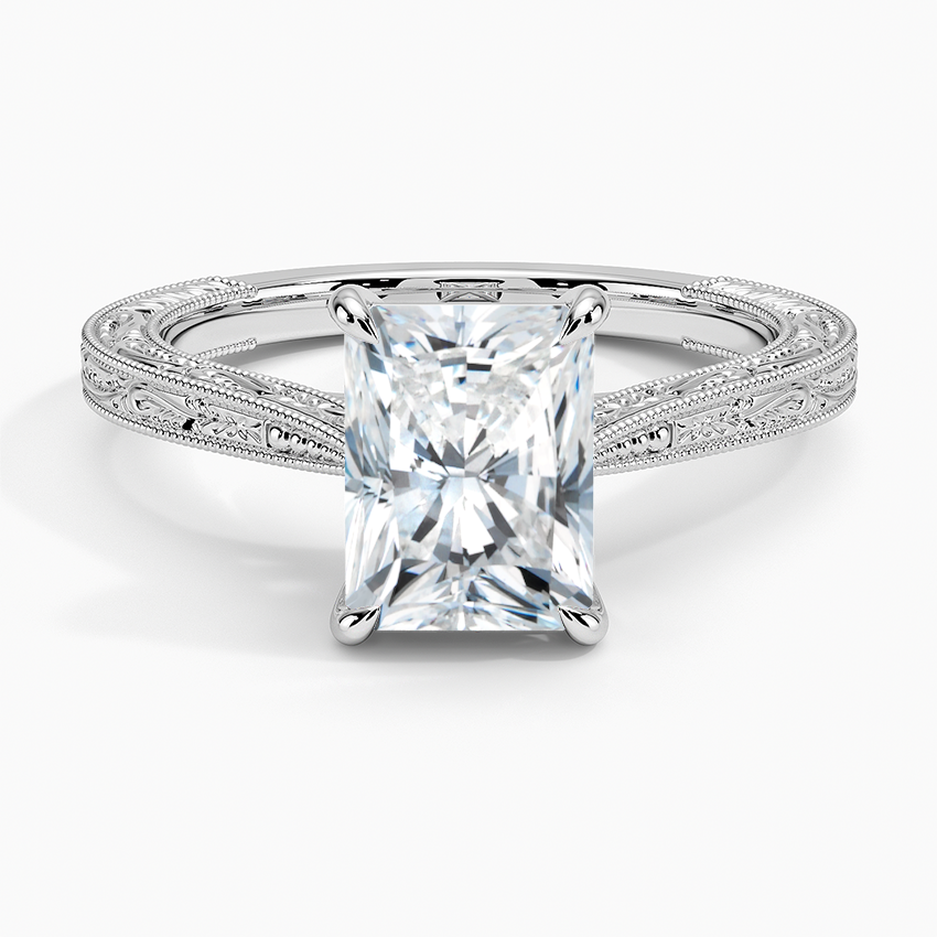 IGI Certified Lab Grown Diamond Engagement Ring Radiant Cut Vintage Style Ring for Women