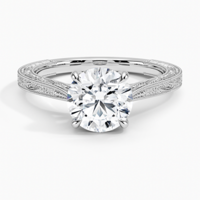IGI Certified Lab Grown Diamond Engagement Ring Round Cut Vintage Style Ring for Women