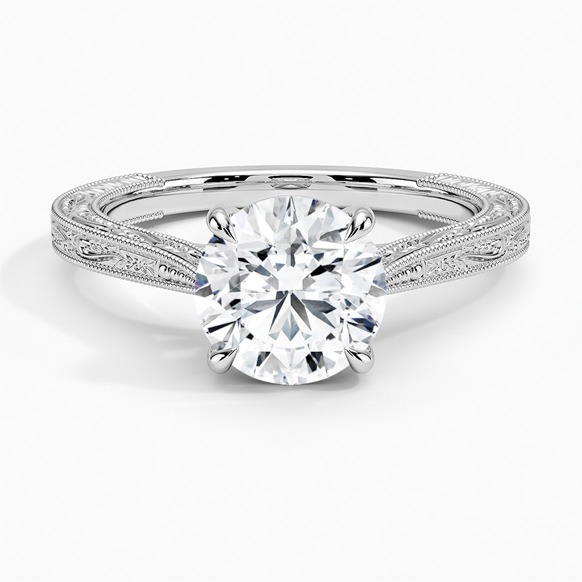 IGI Certified Lab Grown Diamond Engagement Ring Round Cut Vintage Style Ring for Women