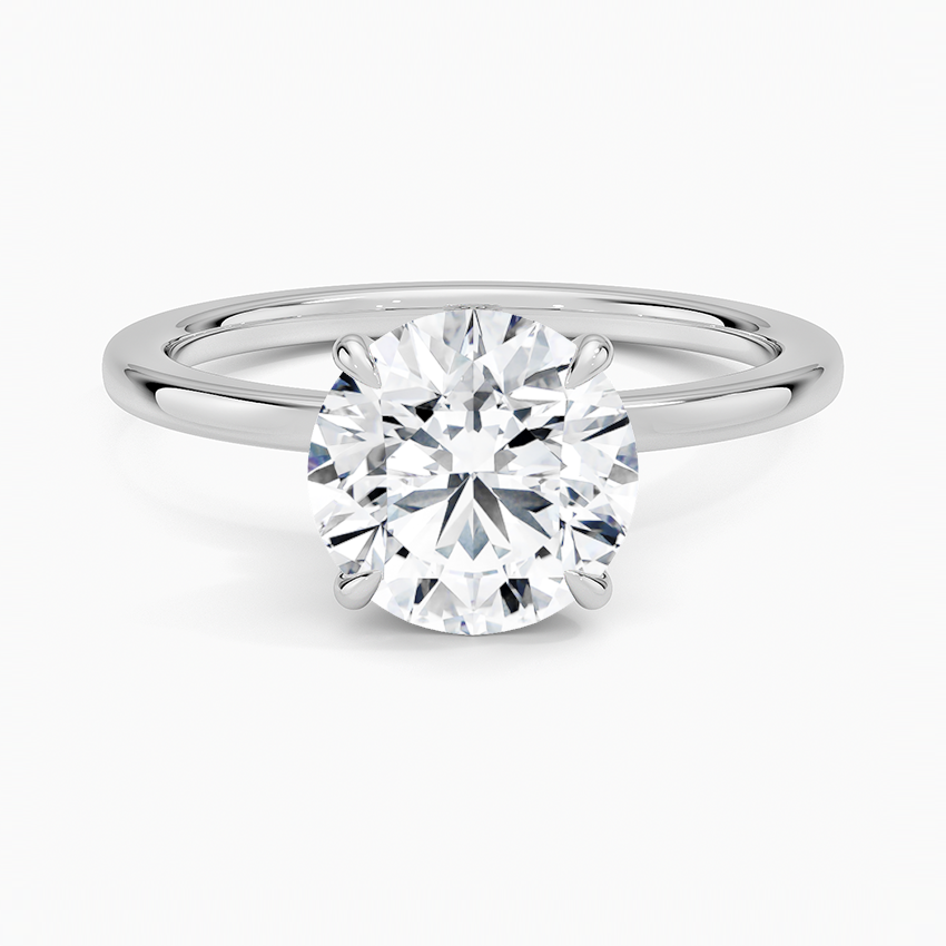 Lab Grown Diamond Engagement Ring Round Cut Hidden-Halo Style Ring for Women