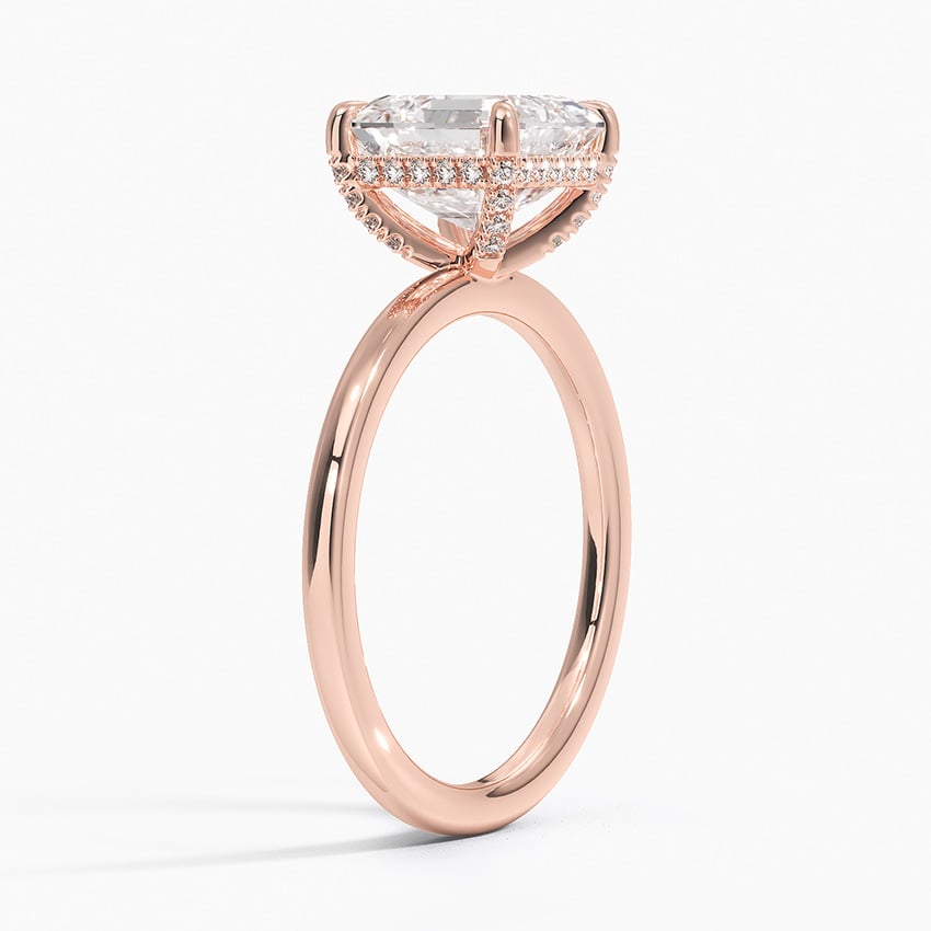 Lab Grown Diamond Engagement Ring Asscher Cut Solitaire Hidden Halo Ring for Women - Image 8