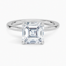 IGI Certified Lab Grown Diamond Engagement Ring Asscher Cut Hidden Halo Solitaire Ring With White Prong