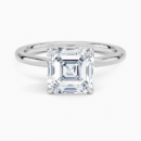 IGI Certified Lab Grown Diamond Engagement Ring Asscher Cut Solitaire with Floral Diamond Gallery Ring for Women