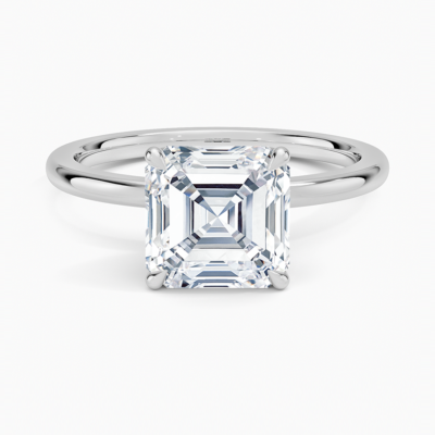 IGI Certified Lab Grown Diamond Engagement Ring Asscher Cut Solitaire with Floral Diamond Gallery Ring for Women