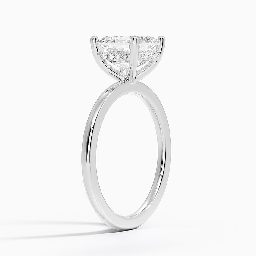 Lab Grown Diamond Engagement Ring Asscher Cut Hidden Halo Solitaire Ring With White Prong - Image 2
