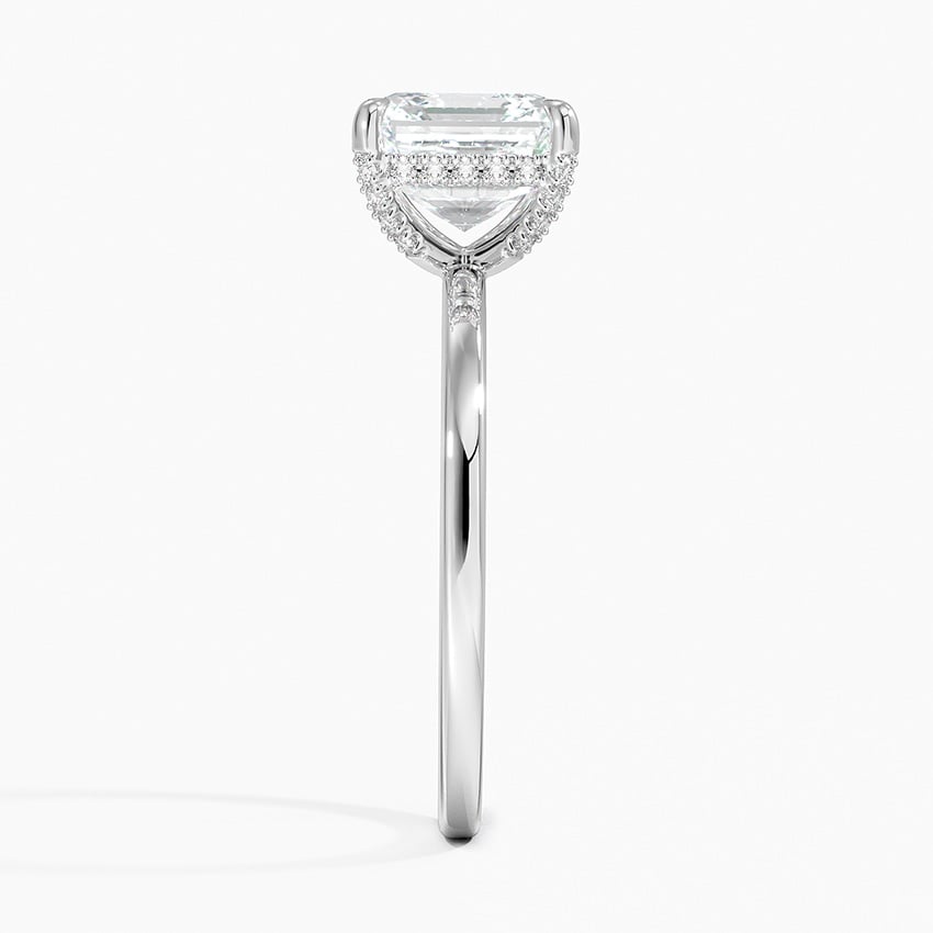 Lab Grown Diamond Engagement Ring Asscher Cut Solitaire Hidden Halo Ring for Women - Image 3