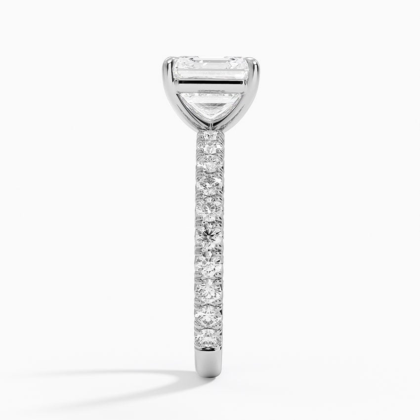 Lab Grown Diamond Engagement Ring Classic Asscher Solitaire Ring with Pavé Band - Image 3