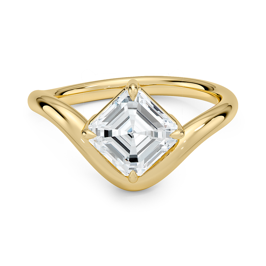 Lab Grown Diamond Engagement Ring Asscher Brilliant Modern Bypass Solitaire Ring - Image 4