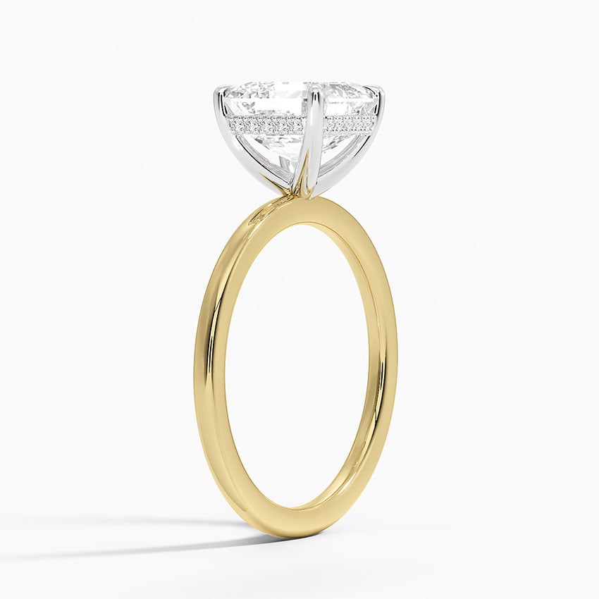 Lab Grown Diamond Engagement Ring Asscher Cut Hidden Halo Solitaire Ring With White Prong - Image 5
