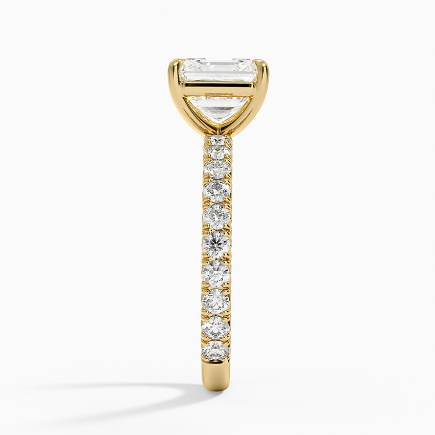 Lab Grown Diamond Engagement Ring Classic Asscher Solitaire Ring with Pavé Band - Image 6