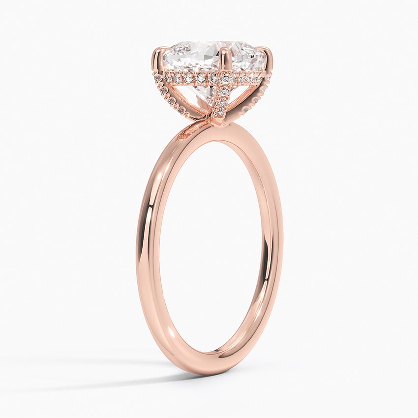 Lab Grown Diamond Engagement Ring Cushion Cut Solitaire Hidden Halo Ring for Women - Image 8