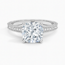 IGI Certified Lab Grown Diamond Engagement Ring Vintage Cushion Cut Ring With Side Stones