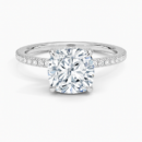 IGI Certified Lab Grown Diamond Engagement Ring Cushion Cut Double Hidden Halo with Pavé Band Ring for Women