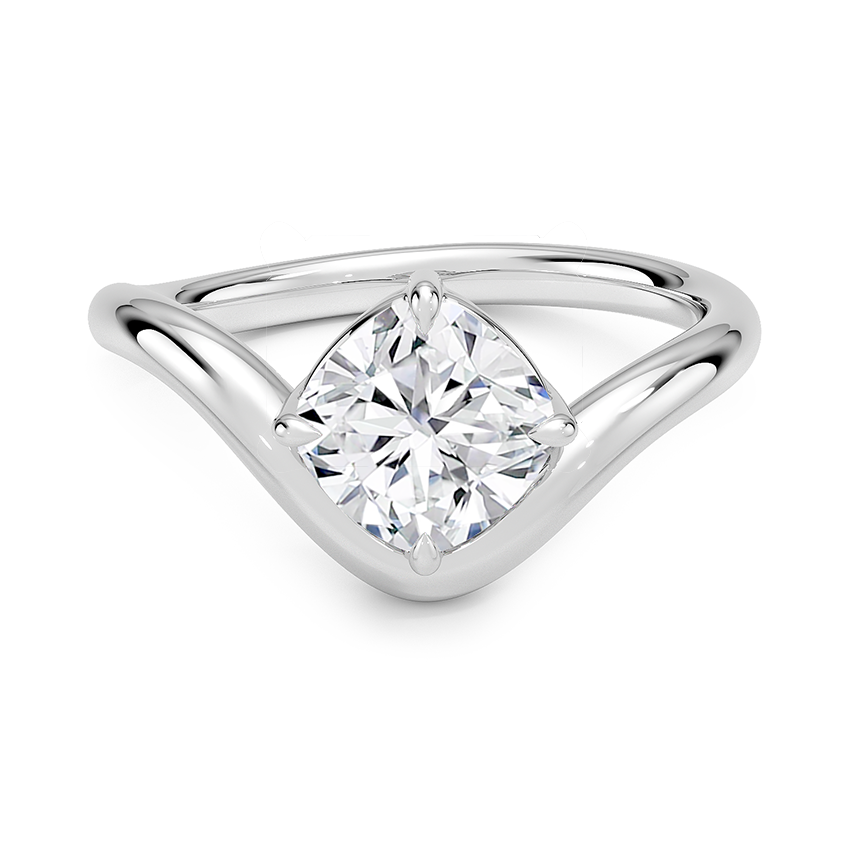 Lab Grown Diamond Engagement Ring Cushion Brilliant Modern Bypass Solitaire Ring