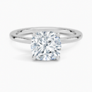 IGI Certified Lab Grown Diamond Engagement Ring Cushion Cut Hidden Halo Solitaire Ring With White Prong