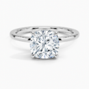  Lab Grown Diamond Engagement Ring Cushion Cut Solitaire Hidden Halo Ring for Women