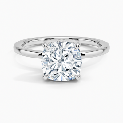 IGI Certified Lab Grown Diamond Engagement Ring Cushion Cut Solitaire Hidden Halo Ring for Women