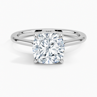 IGI Certified Lab Grown Diamond Engagement Ring Cushion Cut Solitaire Ring with Floral Petal Basket Ring for Women