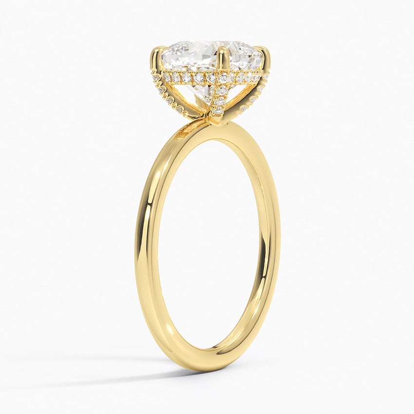 Lab Grown Diamond Engagement Ring Cushion Cut Solitaire Hidden Halo Ring for Women - Image 5