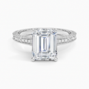IGI Certified Lab Grown Diamond Engagement Ring Vintage Emerald Cut Ring With Side Stones