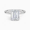 IGI Certified Lab Grown Diamond Engagement Ring Emerald Cut Solitaire with Floral Diamond Gallery Ring for Women