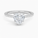 IGI Certified Lab Grown Diamond Engagement Ring Heart Cut Double Hidden Halo with Pavé Band Ring for Women