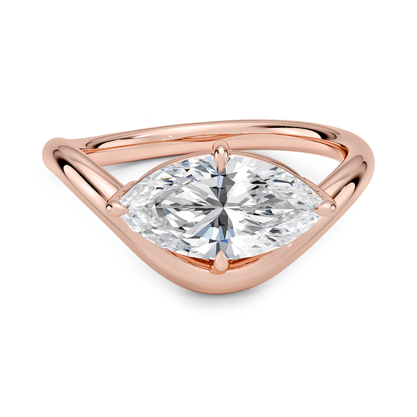 Lab Grown Diamond Engagement Ring Marquise Brilliant Modern Bypass Solitaire Ring - Image 7