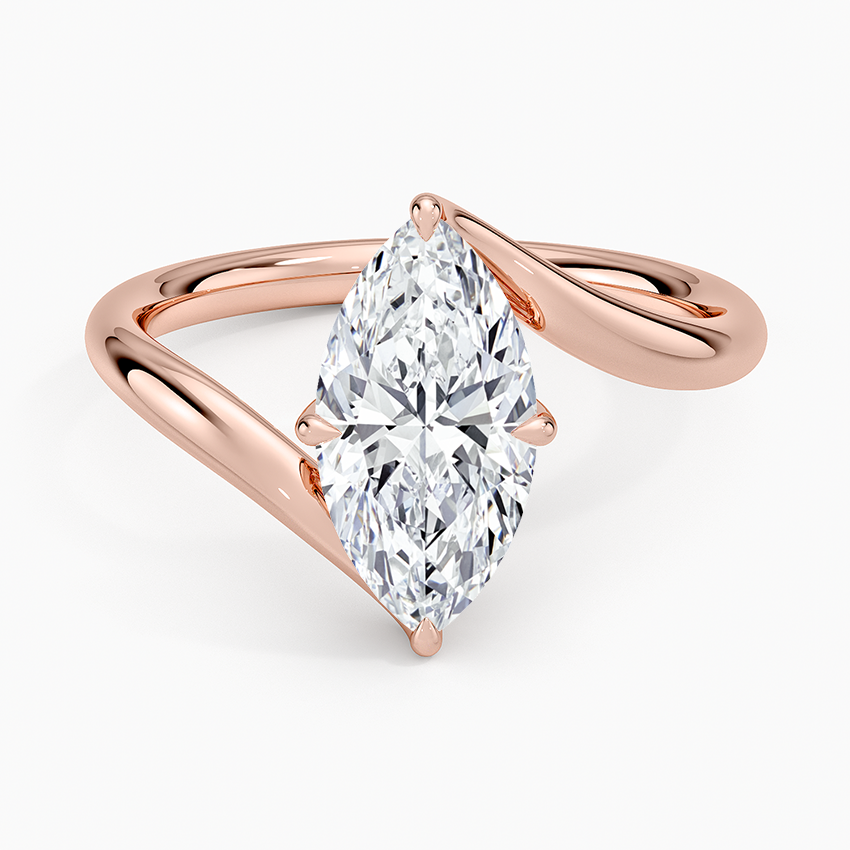 Lab Grown Diamond Engagement Ring Marquise Brilliant Twist Bypass Solitaire Ring - Image 7