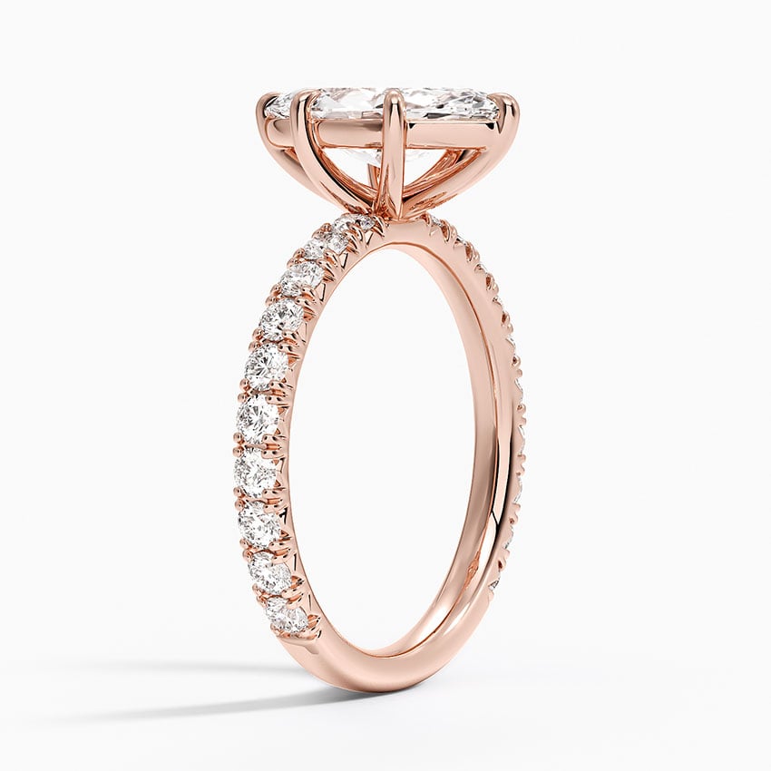 Lab Grown Diamond Engagement Ring Classic Marquise Solitaire Ring with Pavé Band - Image 8