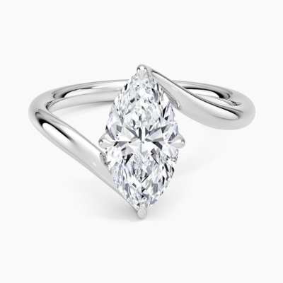IGI Certified Lab Grown Diamond Engagement Ring Marquise Brilliant Twist Bypass Solitaire Ring