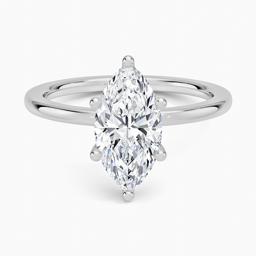 IGI Certified Lab Grown Diamond Engagement Ring Marquise Cut Hidden Halo Solitaire Ring With White Prong