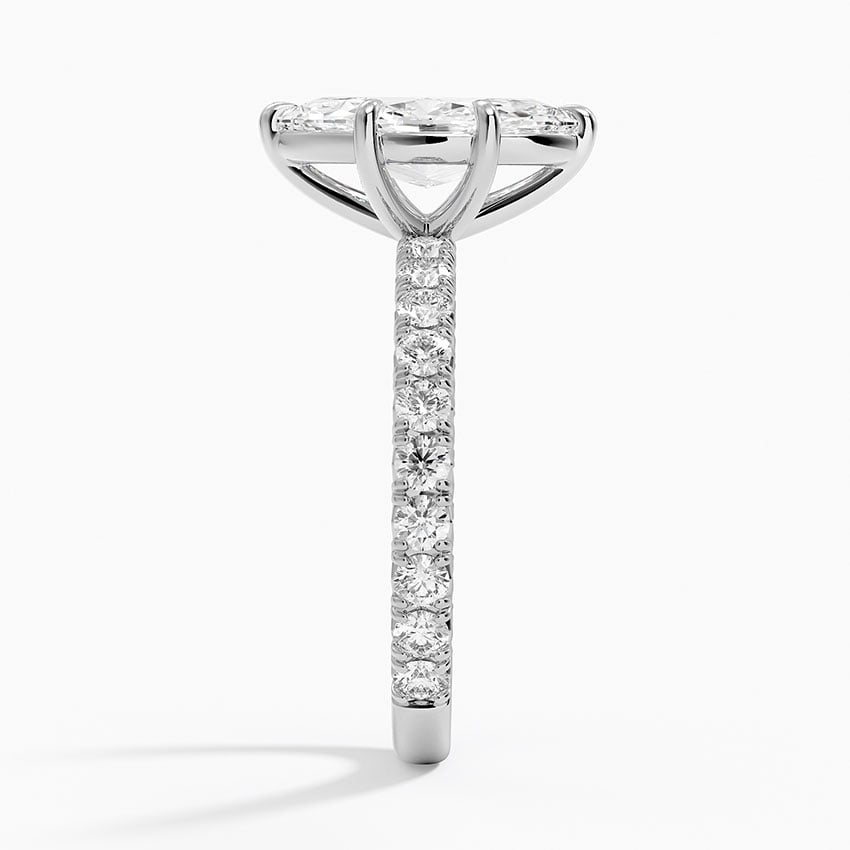 Lab Grown Diamond Engagement Ring Classic Marquise Solitaire Ring with Pavé Band - Image 3
