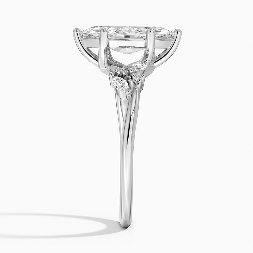 IGI Certified Lab Grown Diamond Engagement Ring Marquise Brilliant Floral Cathedral Ring - Image 3